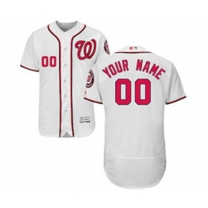 Men's Washington Nationals Customized Home White Flex Base Custom Baseball Baseball Jersey