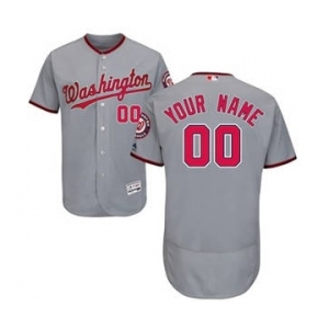 Men's Washington Nationals Customized Road Gray Flex Base Custom Baseball Baseball Jersey