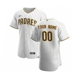 Men's San Diego Padres 2020 Home Custom Flexbase Jersey - White Brown