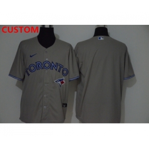 Men's Toronto Blue Jays Custom Gray Stitched MLB Cool Base Nike Jersey