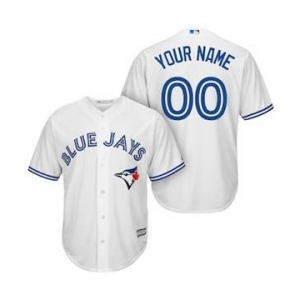 Men's Toronto Blue Jays Customized White Cool Base Custom Baseball Baseball Jersey