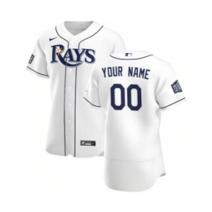 Men's Tampa Bay Rays Custom White Home 2020 World Series Bound Authentic Player Baseball Jersey