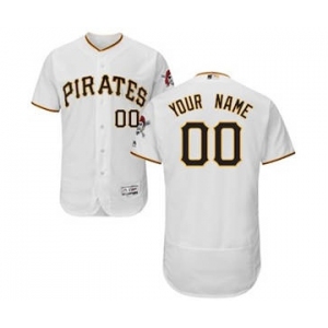 Men's Pittsburgh Pirates Customized Home White Flex Base Custom Baseball Baseball Jersey
