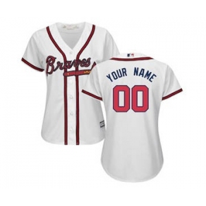 Women's Atlanta Braves Customized White Home Cool Base Custom Jersey