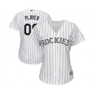 Women's Colorado Rockies Customized White Home Cool Base Custom Jersey