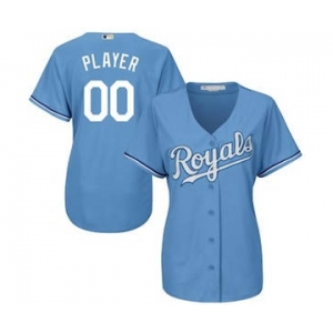 Women's Kansas City Royals Customized Light Blue Cool Base Custom Alternate Jersey