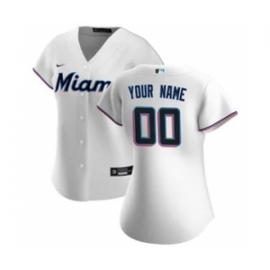 Women's Miami Marlins 2020 Home Replica Custom Jersey - White