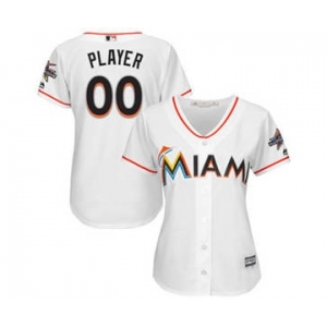 Women's Miami Marlins Customized White 2017 Cool Base Custom Jersey with All-Star Game Patch