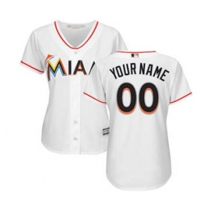 Women's Miami Marlins Customized White Home Cool Base Custom Jersey