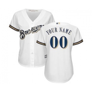 Women's Milwaukee Brewers Customized White Home Cool Base Custom Jersey