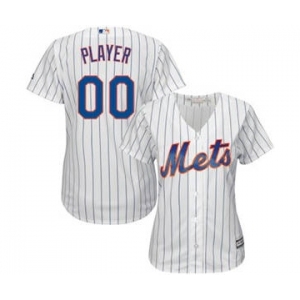 Women's New York Mets Customized White Royal Home Cool Base Custom Jersey