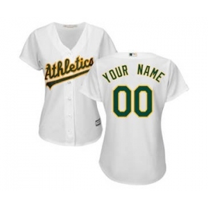 Women's Oakland Athletics Customized White Home Cool Base Custom Jersey