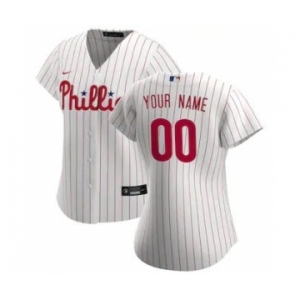 Women's Philadelphia Phillies 2020 Home Replica Custom Jersey - White Scarlet