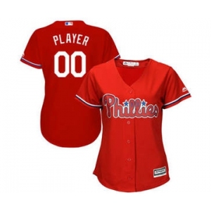 Women's Philadelphia Phillies Customized Scarlet Cool Base Alternate Jersey