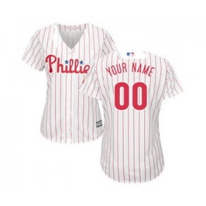 Women's Philadelphia Phillies Customized White Red Home Cool Base Custom Jersey