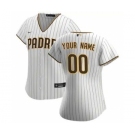 Women's San Diego Padres 2020 Home Replica Custom Jersey - White Brown