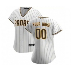 Women's San Diego Padres 2020 Home Replica Custom Jersey - White Brown