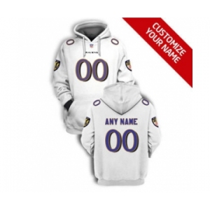Men's Baltimore Ravens Active Player Custom 2021 White Pullover Football Hoodie