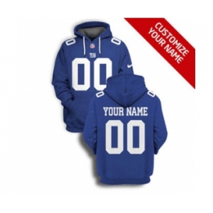 Men's New York Giants Active Player Custom 2021 Blue Pullover Football Hoodie