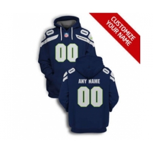 Men's Seattle Seahawks Active Player Custom 2021 Navy Pullover Football Hoodie