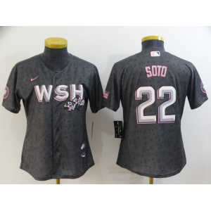 Women's Washington Nationals #22 Juan Soto  2022 Gray City Connect Cherry Blossom Cool Base Stitched Jersey