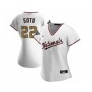 Women's Washington Nationals #22 Juan Soto White Alternate 2020 Gold Program Baseball Player Jersey