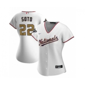 Women's Washington Nationals #22 Juan Soto White Alternate 2020 Gold Program Baseball Player Jersey