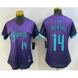 Women's Arizona Diamondbacks #14 Gabriel Moreno Number Purple 2025 City Connect Limited Jersey