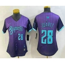 Women's Arizona Diamondbacks #28 Eugenio Suarez Number Purple 2025 City Connect Limited Jersey