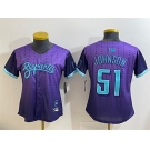 Women's Arizona Diamondbacks #51 Randy Johnson Purple 2025 City Connect Limited Stitched Baseball Jersey