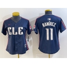 Women's Cleveland Guardians #11 Jose Ramirez Navy 2024 City Connect Limited Stitched Jersey