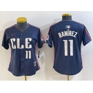 Women's Cleveland Guardians #11 Jose Ramirez Number Navy 2024 City Connect Limited Stitched Jersey