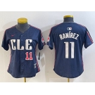 Women's Cleveland Guardians #11 Jose Ramirez Number Navy 2024 City Connect Limited Stitched Jerseys