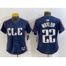 Women's Cleveland Guardians #22 Josh Naylor Navy 2024 City Connect Limited Stitched Jersey