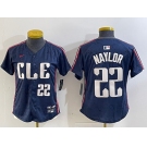 Women's Cleveland Guardians #22 Josh Naylor Number Navy 2024 City Connect Limited Stitched Jersey