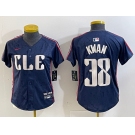 Women's Cleveland Guardians #38 Steven Kwan Navy 2024 City Connect Limited Stitched Jersey