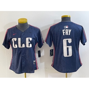 Women's Cleveland Guardians #6 David Fry Navy 2024 City Connect Limited Stitched Jersey