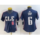 Women's Cleveland Guardians #6 David Fry Navy 2024 City Connect Limited Stitched Jerseys