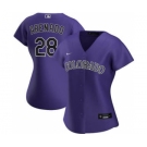 Women's Colorado Rockies #28 Nolan Arenado Alternate 2020 Baseball Player Jersey Purple