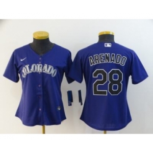 Women's Rockies #28 Nolan Arenado Purple 2020 Baseball Cool Base Jersey