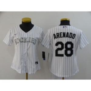 Women's Rockies #28 Nolan Arenado White 2020 Baseball Cool Base Jersey