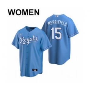 Women's Kansas City Royals #15 Whit Merrifield 2021 Blue Cool Base Stitched Baseball Jersey