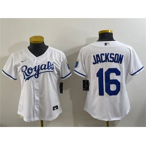 Women's Kansas City Royals #16 Bo Jackson White Cool Base Stitched Jersey