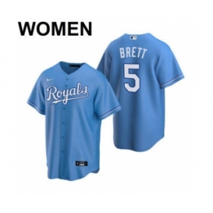 Women's Kansas City Royals #5 George Brett 2021 Blue Cool Base Stitched Baseball Jersey