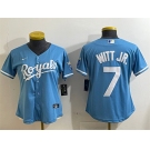 Women's Kansas City Royals #7 Bobby Witt Jr. Light Blue Cool Base Stitched Jersey