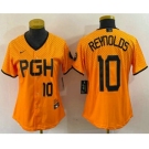 Women's Pittsburgh Pirates #10 Bryan Reynolds Number Yellowd 2023 City Connect Stitched Jersey1