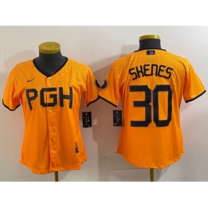 Women's Pittsburgh Pirates #30 Paul Skenes Yellow 2023 City Connect Stitched Jersey