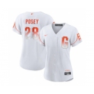 Women's San Francisco Giants #28 Buster Posey White City Connect Cool Base Stitched Baseball Jersey