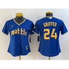 Women's Seattle Mariners #24 Ken Griffey Blue 2023 City Connect Cool Base Stitched Jersey