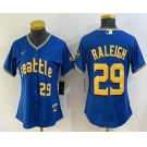 Women's Seattle Mariners #29 Cal Raleigh Number Blue 2024 City Connect Limited Stitched Jersey